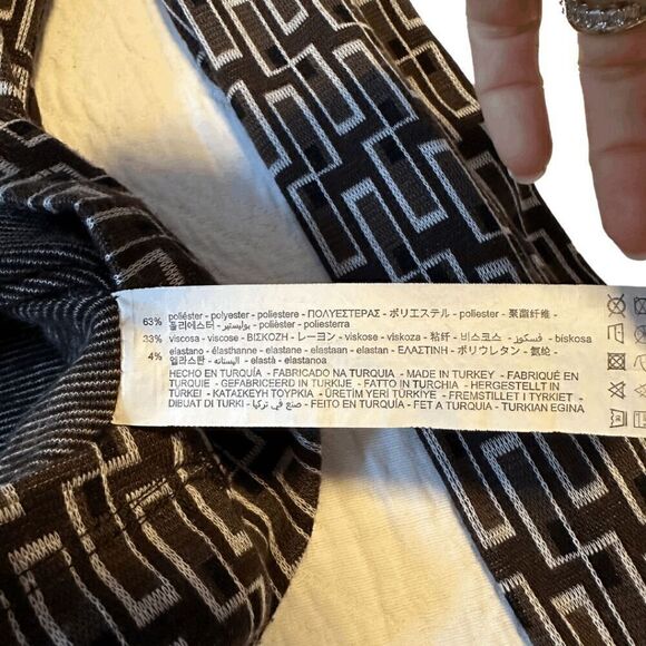 Zara Womens Brown Geometric Crew Neck Knitted Long Sleeve Crop Top Large - Picture 6 of 6